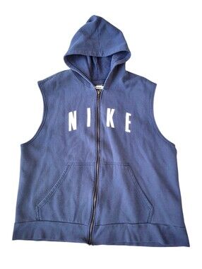 Vintage Nike Sleeveless Hooded Vest Zip Up Spellout Logo Mens Size Large